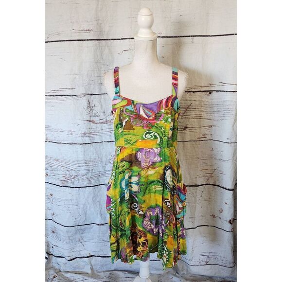 Jams World Vintage Tropical Tank Dress Size Medium - Picture 1 of 7